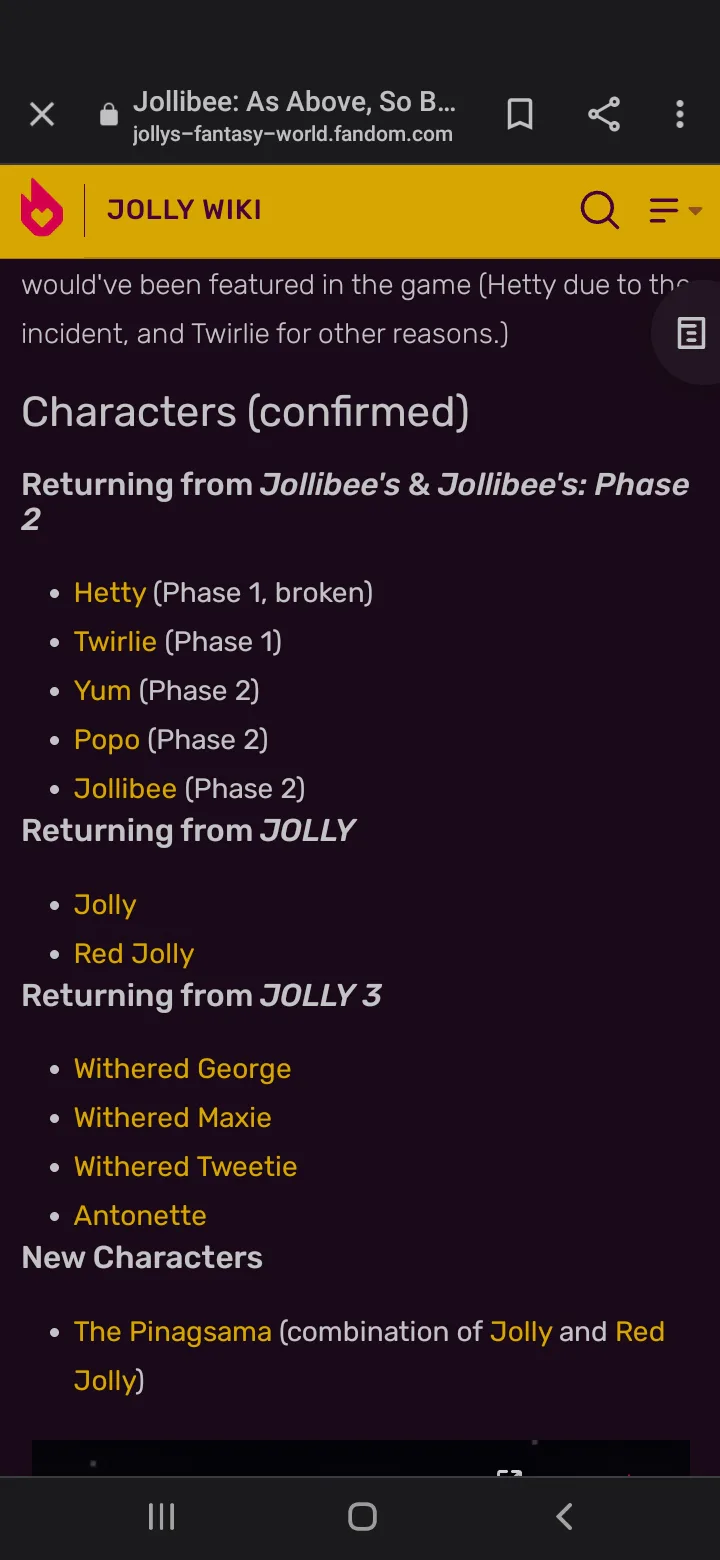 Jollibee's: Phase 2, JOLLY Wiki