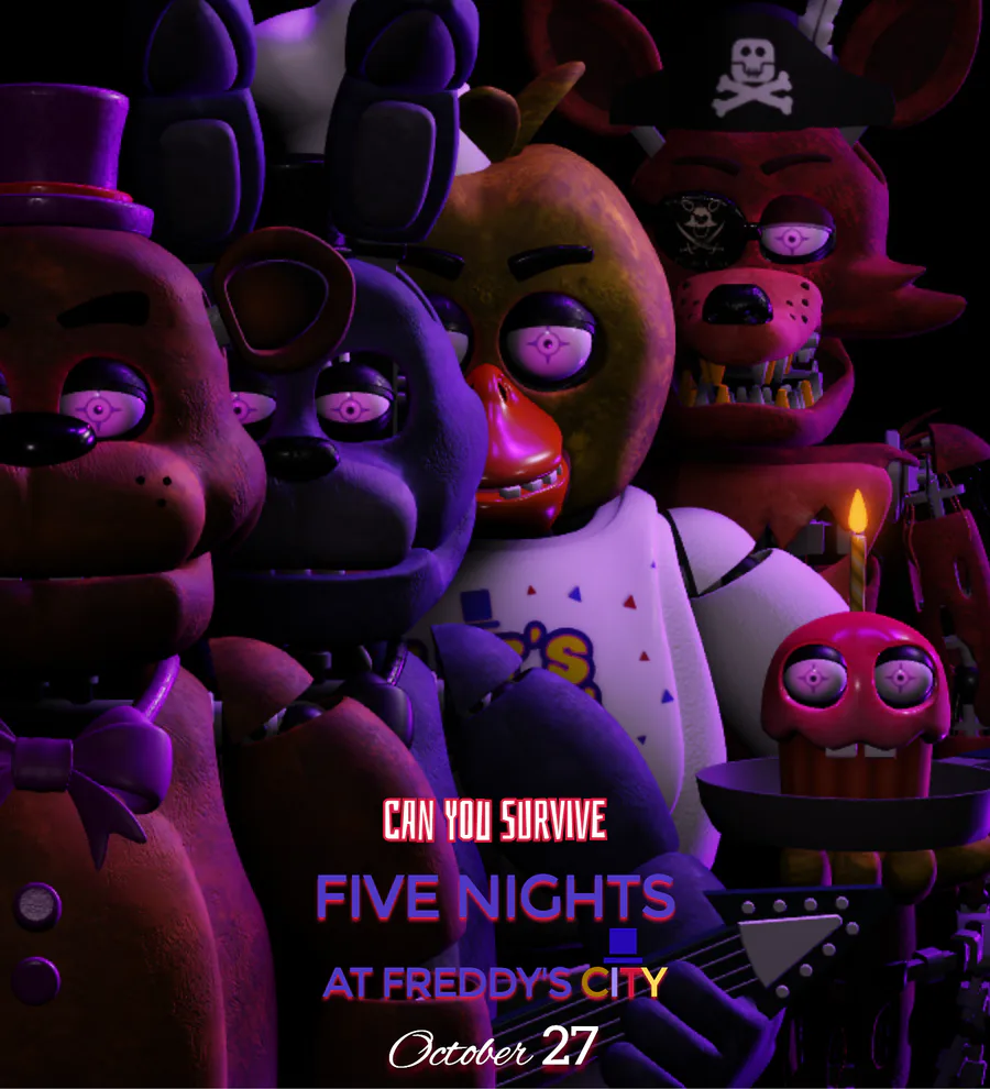 a fnaf city remake of the fnaf movie poster - Fnaf city (roblox game) by  springbonnie10