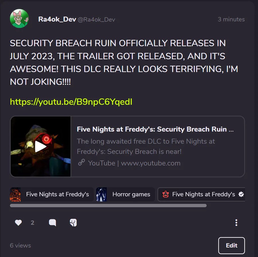 It's officially July the month of FNAF Security Breach Ruin DLC