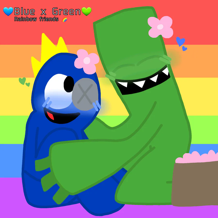 Rainbow friends blue x green vs blue x pink xD by adrianasamora on