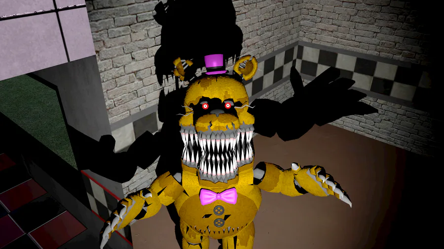 Nightmare Fredbear Jumpscare (SFM) : r/fivenightsatfreddys