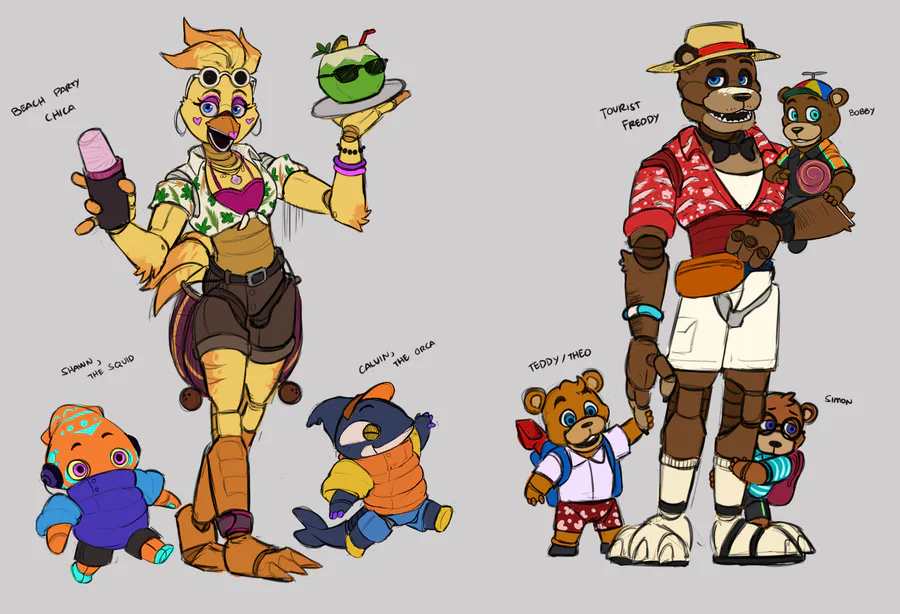 Here are my FNAF SB redesigns for my AU : r/fivenightsatfreddys