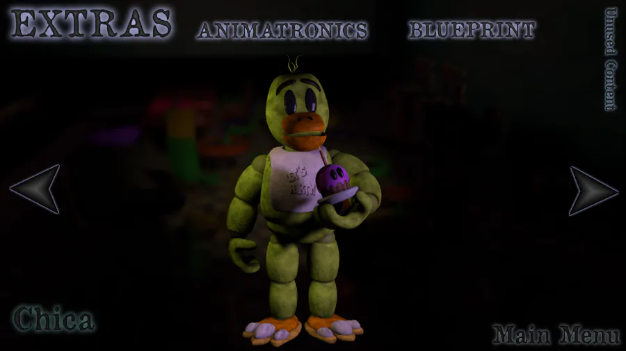 Five Nights at Freddy's Sister Location Extras Menu, ALL ANIMATRONICS AND  BLUEPRINTS!