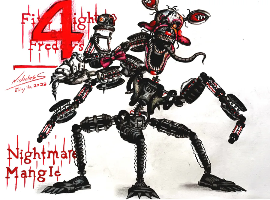 How to draw Nightmare Mangle jumpscare from FNAF 4 drawing lesson preview