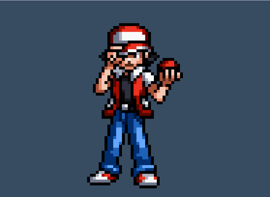 Pokemon Trainer Red from the original Pokemon games sprite is from