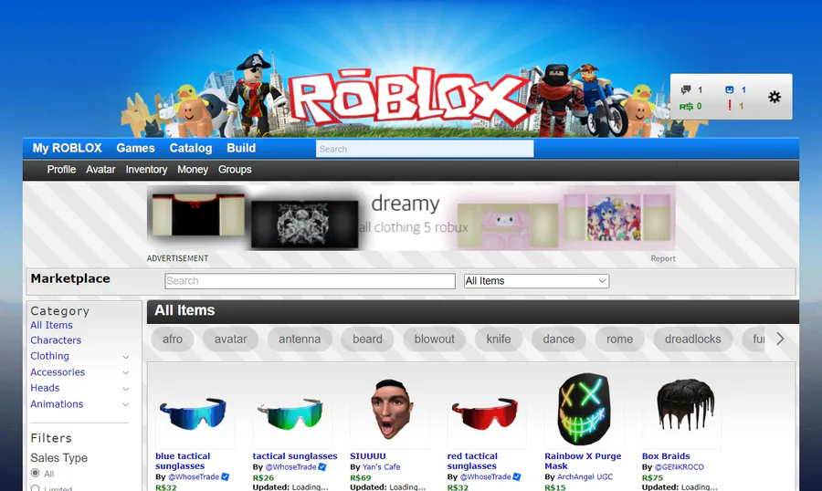 THIS WAS THE OLD ROBLOX CATALOG.. 