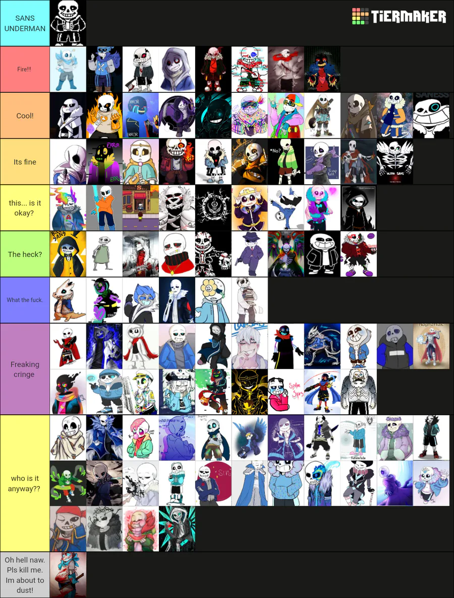 FakeMrM on Game Jolt: Made my tier list about UT au lol