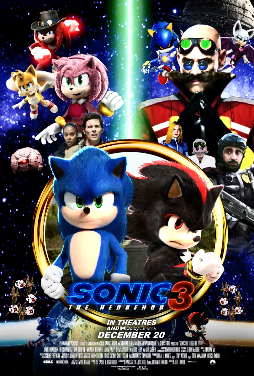 Sonic The Hedgehog 3 2024 Teaser Poster (concept) by lolthd on