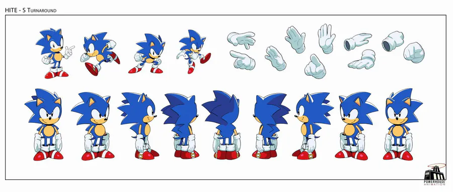 Sonic the Hedgehog - Tails, Amy, and Sonic sprite grid