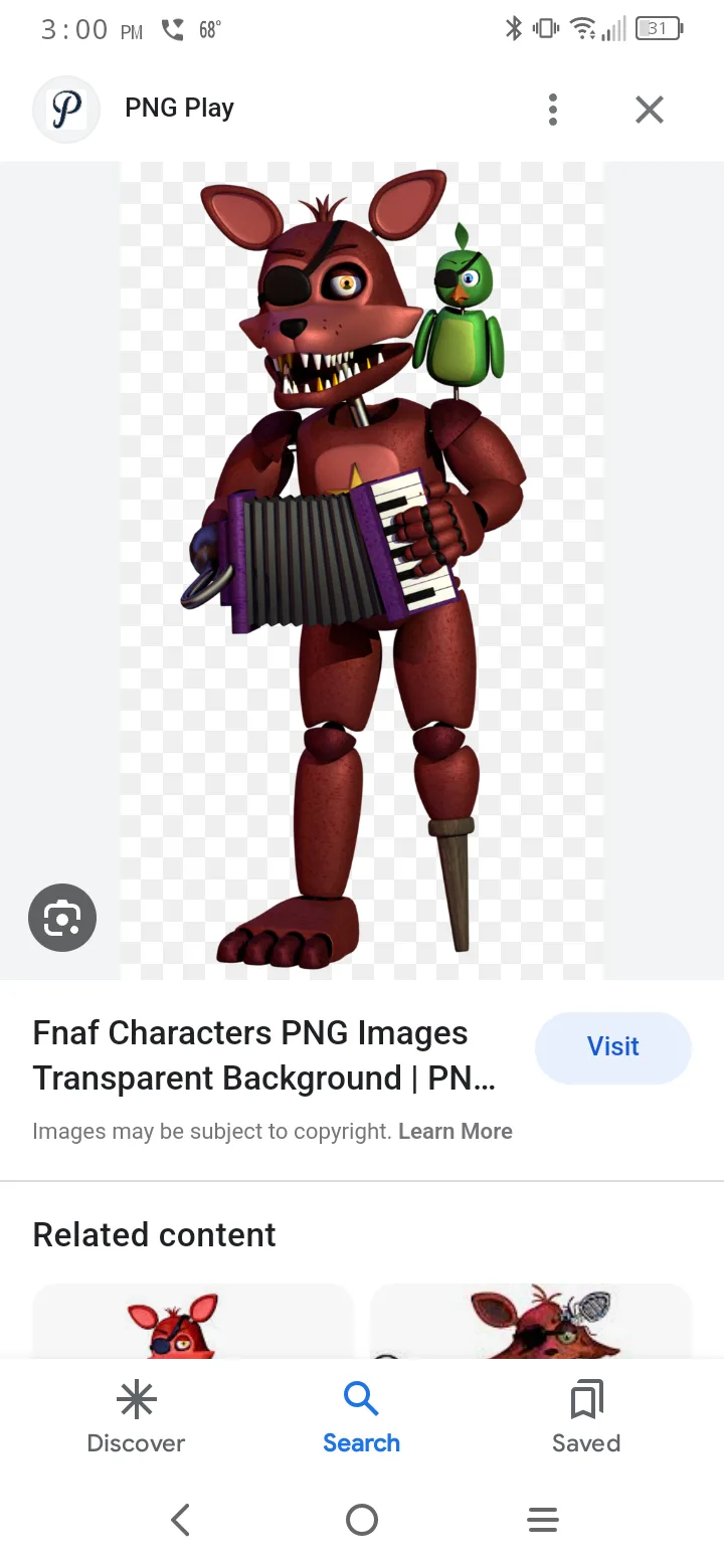 Withered foxy v transparent background PNG clipart