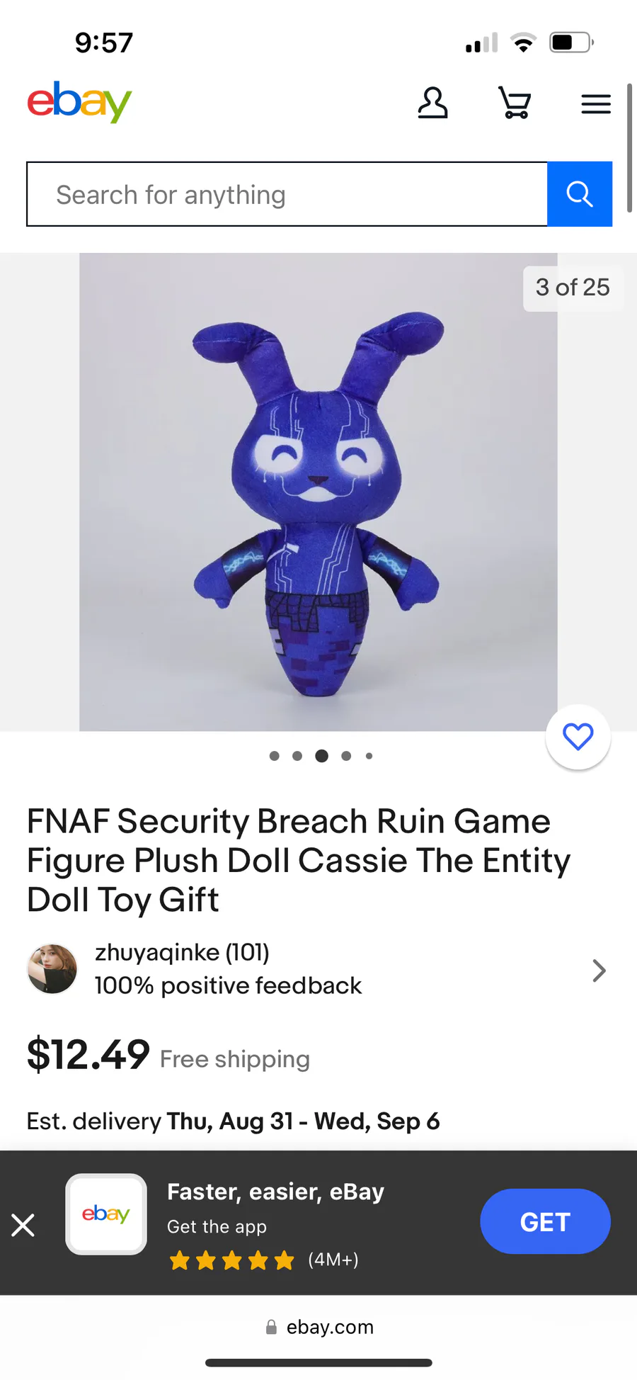 Fnaf Security Breach Ruin Game Plush Toy Doll Figure Cassie The Entity Doll  Gift