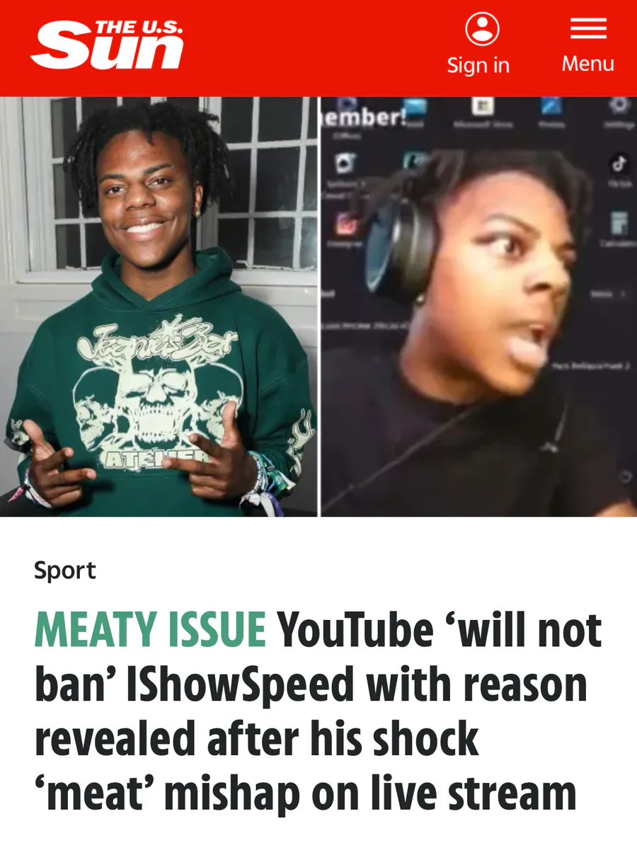 will not ban' IShowSpeed with reason revealed after his shock  'meat' mishap on live stream