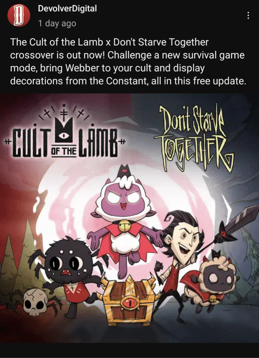 Cult of the Lamb x Don't Starve Together Crossover Launch Trailer