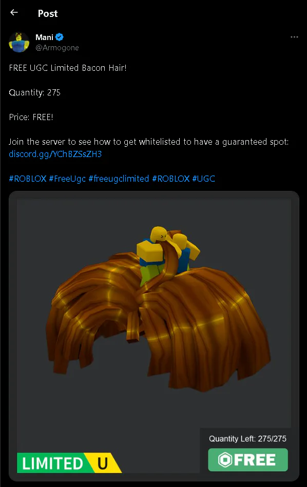 New Roblox UGC Limiteds