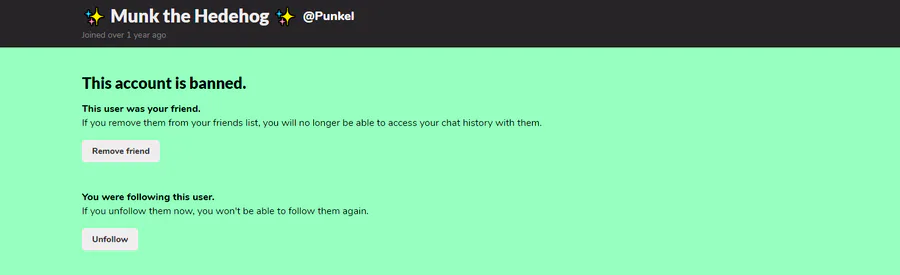 Got banned 1 year ago