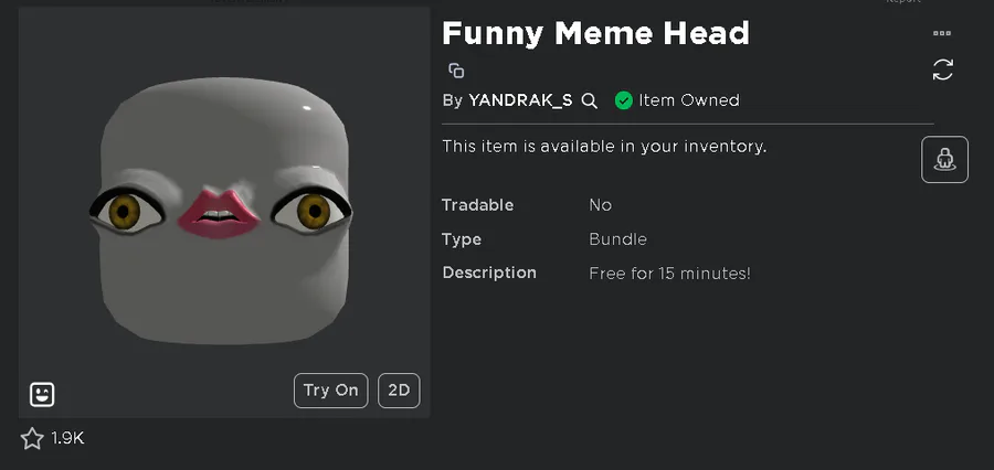 UGC Headless Head - Roblox