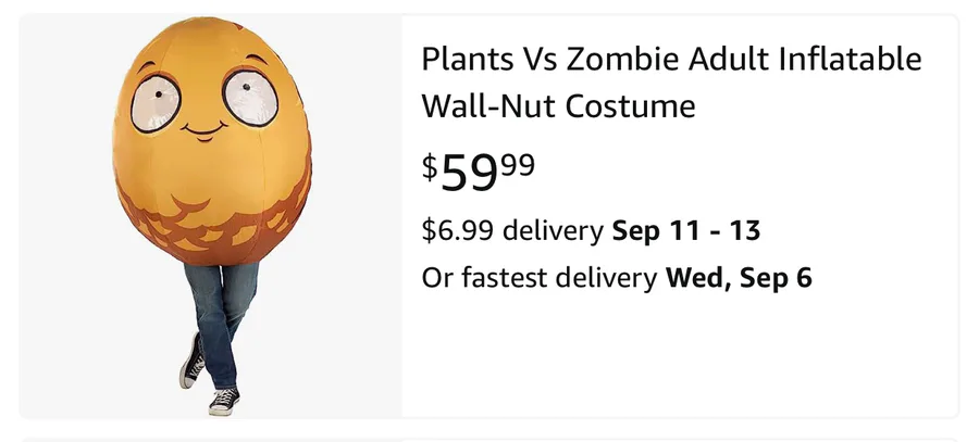 PLANTS VS ZOMBIES Zombie Adult's Costume