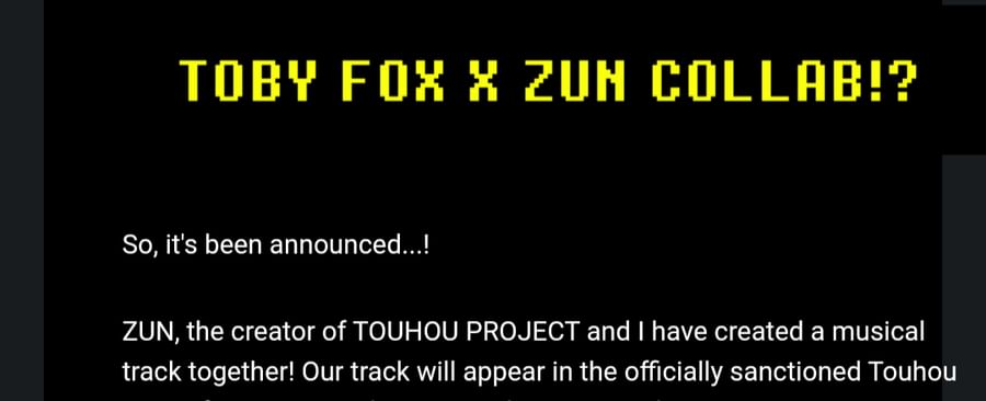 TOBY FOX x ZUN TOUHOU COLLAB is REAL BOYS 