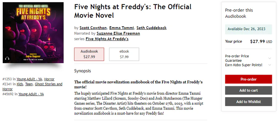  Five Nights at Freddy's: The Official Movie Novel