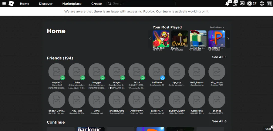 ra7ao_760 on Game Jolt: Hoje, dia 21/10, o Roblox está caindo e travando  em razão de várias
