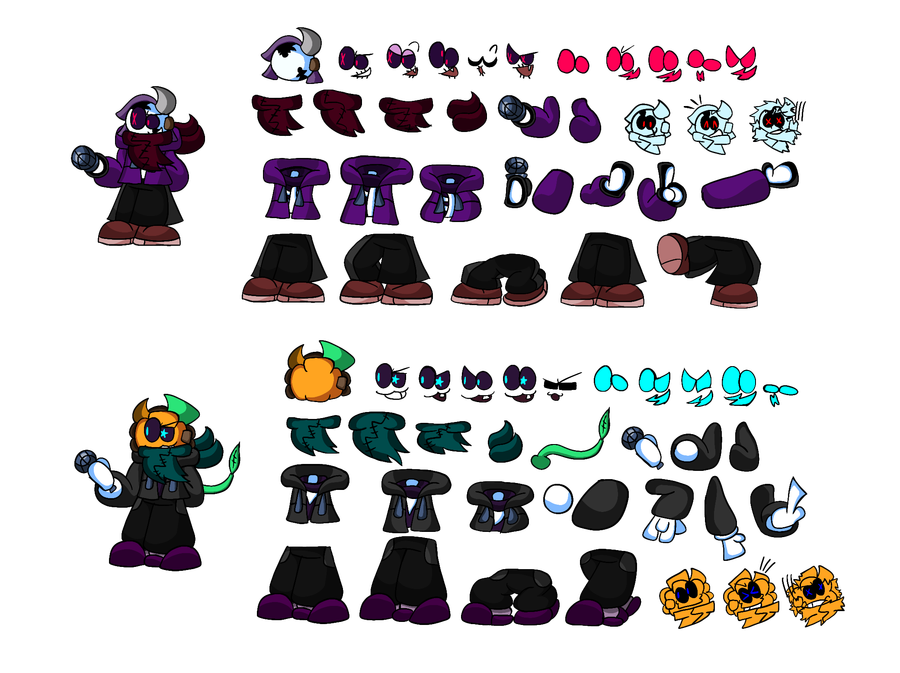 Skid n' Pump Sprites Sheets - Funkin: Crystal Mayhem (CHAPTER 1