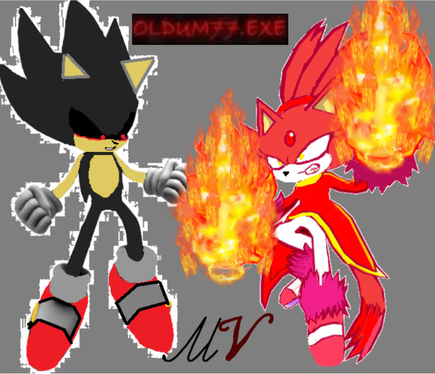 Salee on Game Jolt: Super Shadow kicks Hyper Sonic into the water