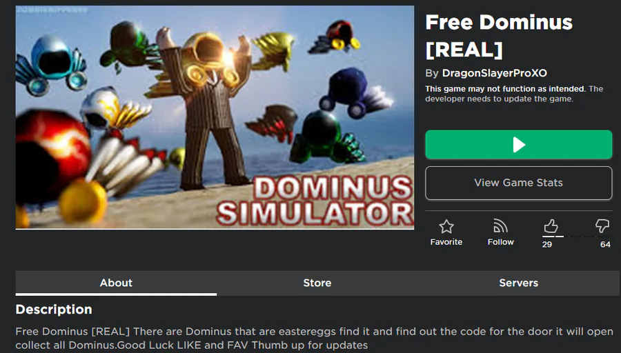 FREE DOMINUS in ROBLOX with ! 