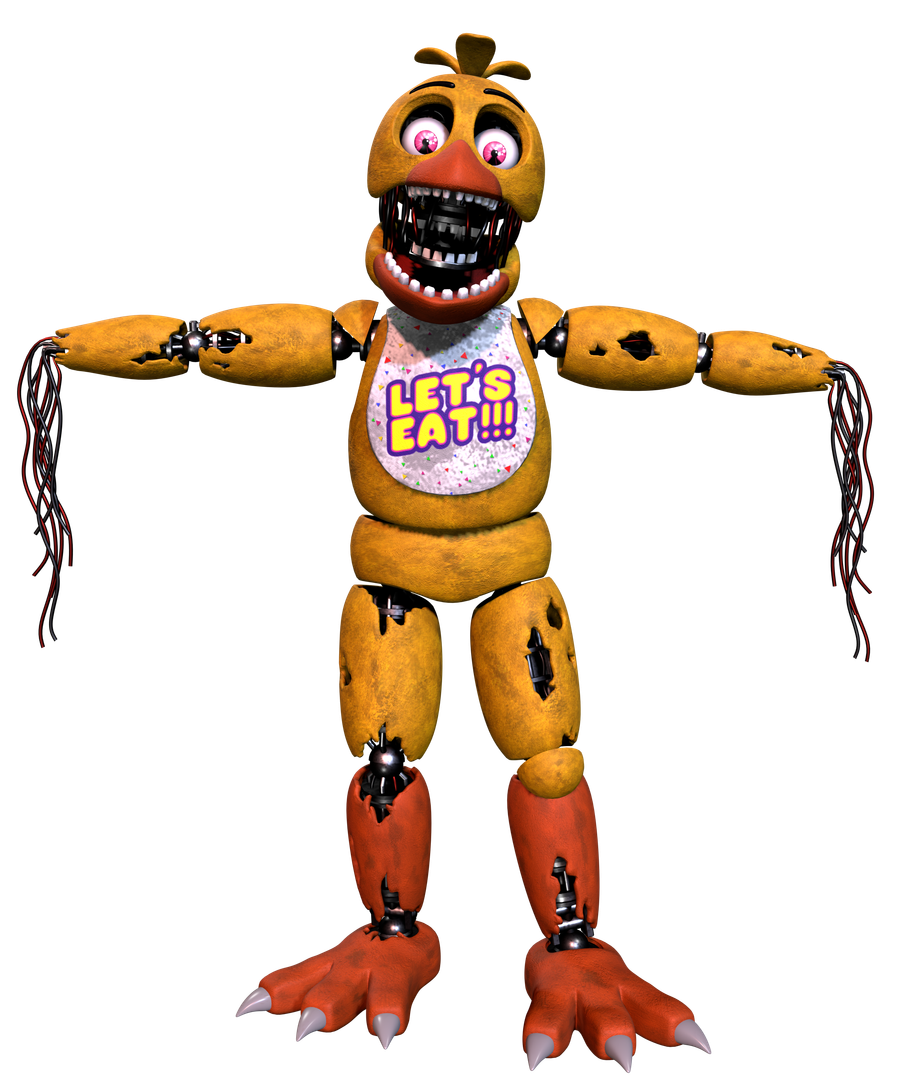 Stylized withered animatronics