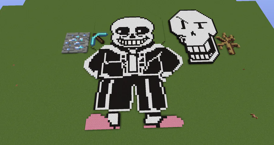 How To Build SANS Pixel Art In Minecraft 