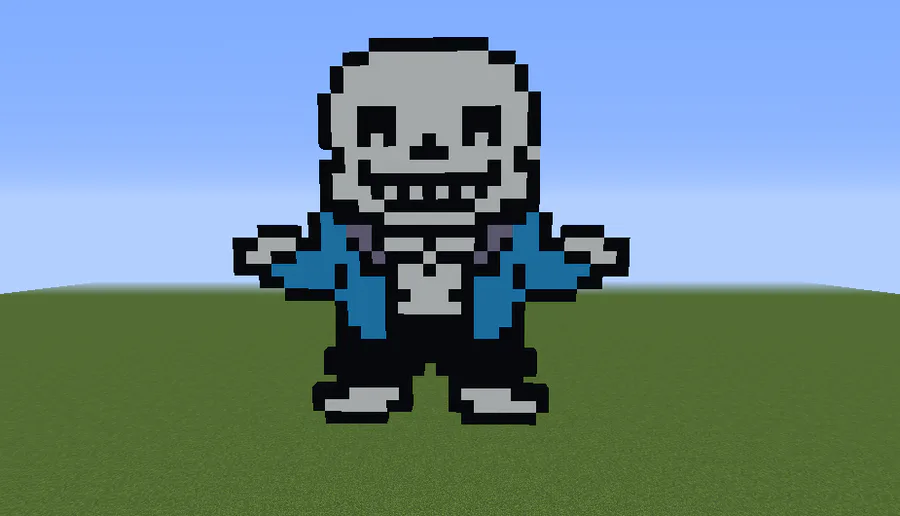 How To Build SANS Pixel Art In Minecraft 