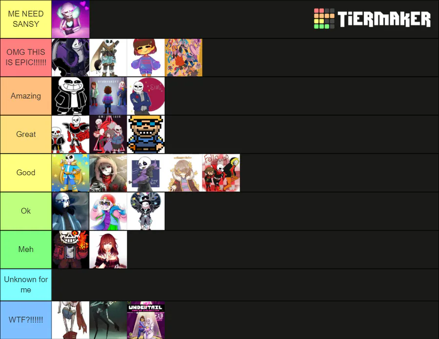 FakeMrM on Game Jolt: Made my tier list about UT au lol