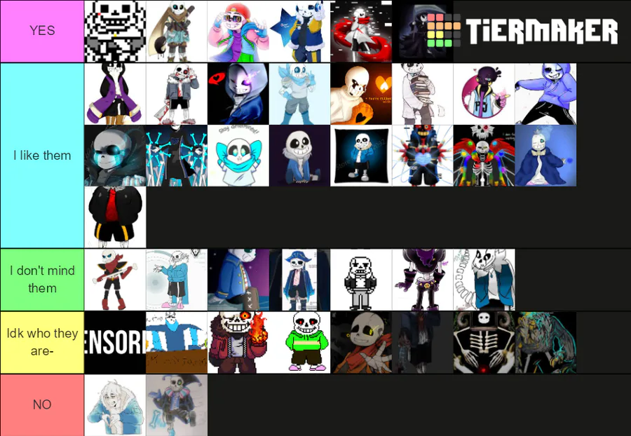 NOT ACTIVE] on Game Jolt: Some random Sans Au tier lists I made