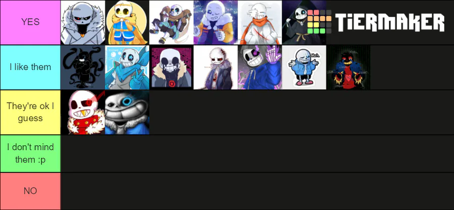 NOT ACTIVE] on Game Jolt: Some random Sans Au tier lists I made