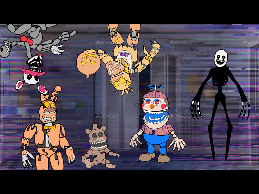 Fredbear and springbonnie crewmates pixel art