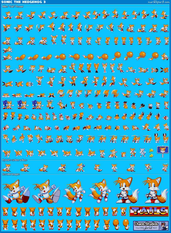 This are the sprites of knuckles, tails and sonic. 