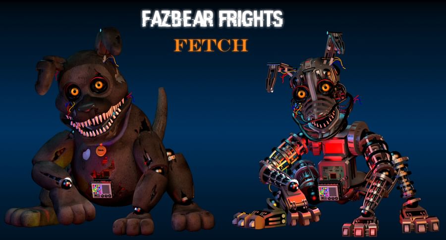 Fazbear frights. Фазбер Фрайт. Фетч АНИМАТРОНИК. Фетч фазбер Фрайт. ФНАФ фазбер Фрайт Фетч.