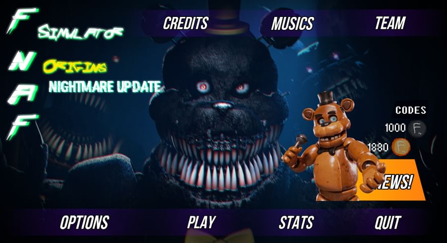 Fnaf simulator origins коды