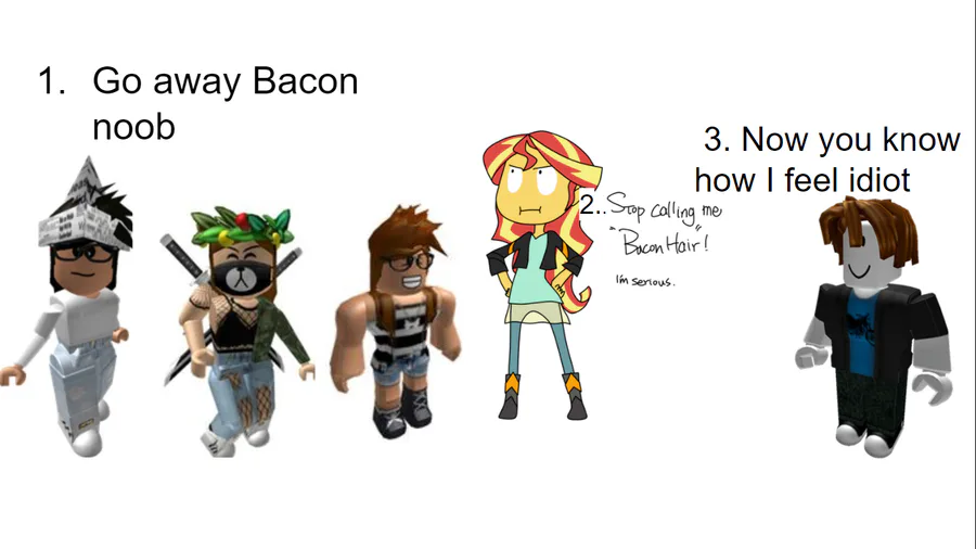 roblox bacon hair says oof - Drawception