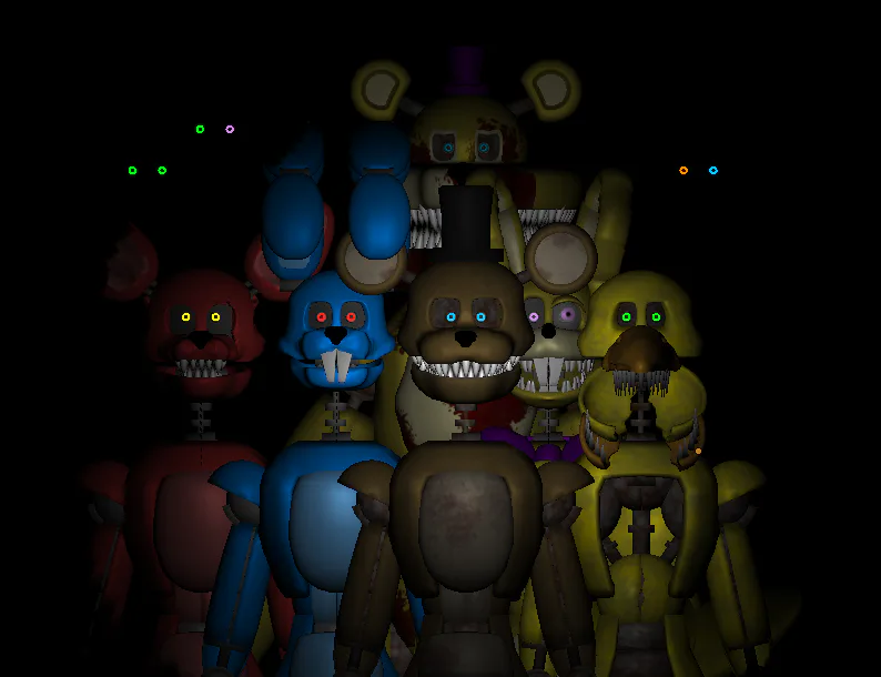 All Of The Animatronics from FNAF 2 and behind😁❤