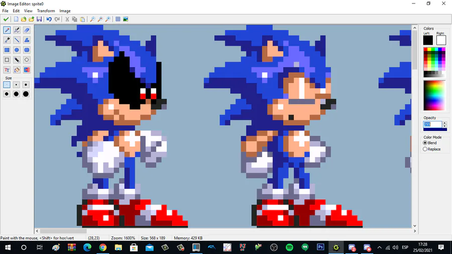 Imagem: Dark Sonic Sprite, Pixel Art Maker