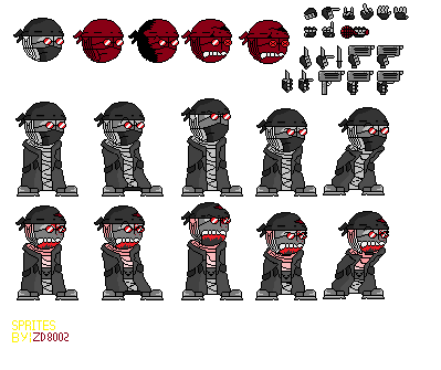 Madness Combat DOOM: Hank Face Sprites by UnluckyToonLinkNG on