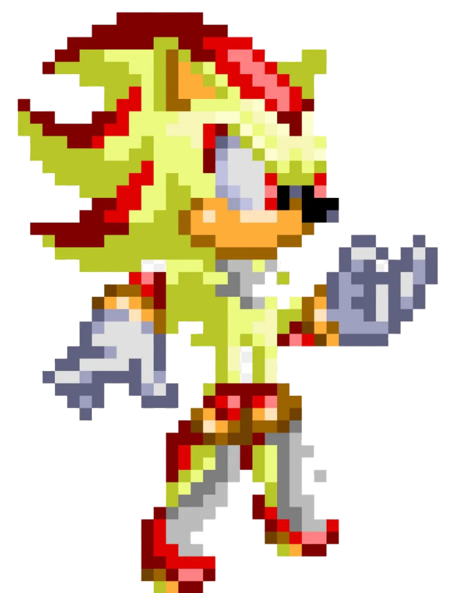 Sonic shadow and silver pixel art