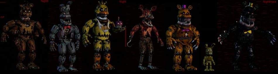 Five Nights at Freddy's 4 All Animatronics 