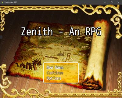 Zenith 1.1 title screen.