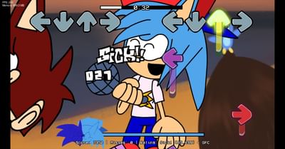 Salee on Game Jolt: Super Shadow kicks Hyper Sonic into the water