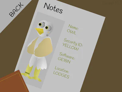 Screenshot of the 'Notes' menu from a Pre-Alpha Build of the game.