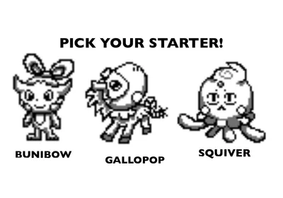 The starters for the game. They are not final, and their evolutions will be revealed soon...