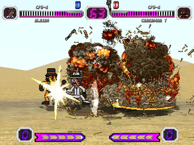 Albino countering Caberman T's attack