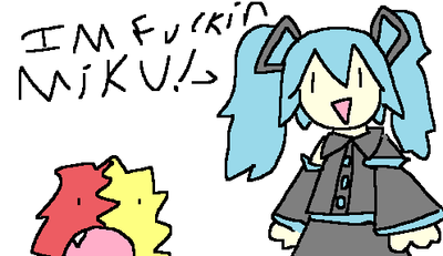 Tulde and Miku.... (this actually happens in game idk why she is here help im scared get her out of my sight)