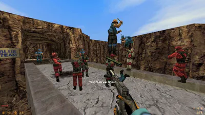 Meanwhile: ATTENTION! ATTENTION! RED SPIES AT BLUE BASE ALERT! ALERT! DOCUMENTS IN DANGER!